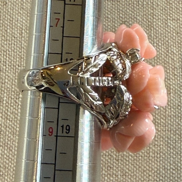 Carol Brodie Rarities Sterling Silver Multi Carved Pink Coral Roses Topaz Ring 8 - Picture 6 of 8